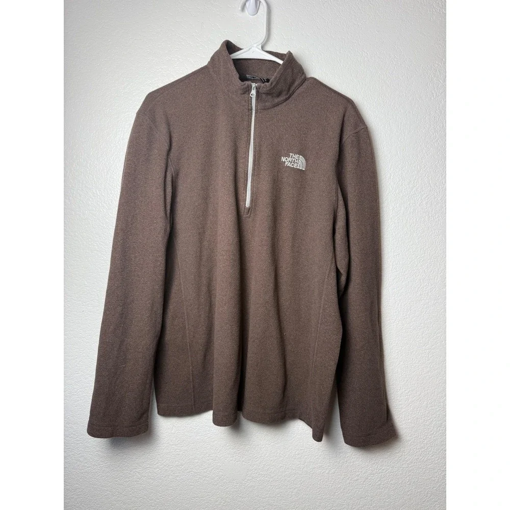 The North Face Mens LG Brown Glacier 1/4 Zip Fleece Pullover Jacket Logo EU